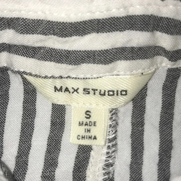 MAX STUDIO striped gray and white collared 3/4 button up sleeves textured size S - Picture 5 of 10